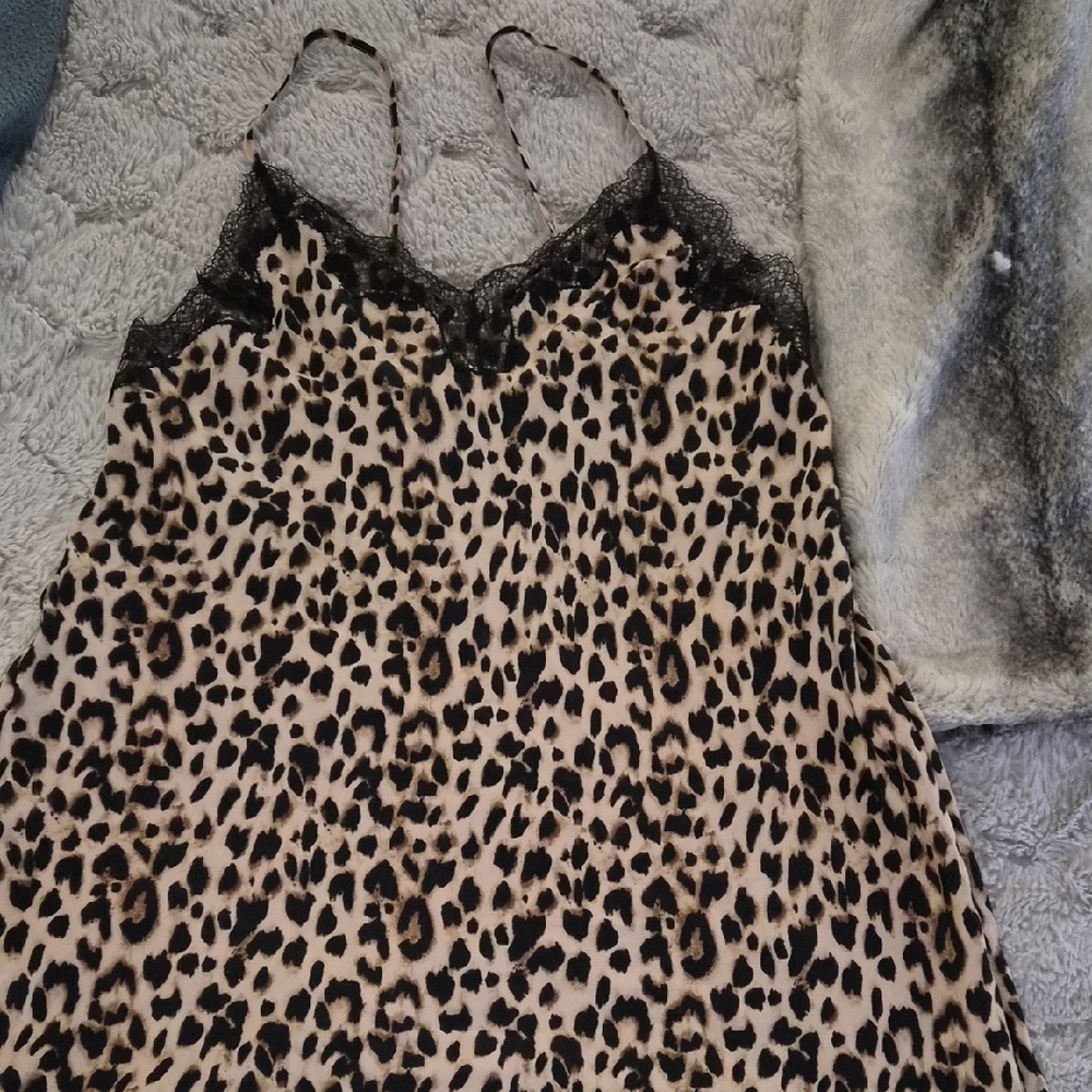 Victoria's Secret Leopard Print Chemise with Black Lace